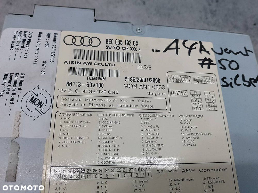 RADIO  AUDI A4 B7 8E0035192CX 86113-60V100 - 3
