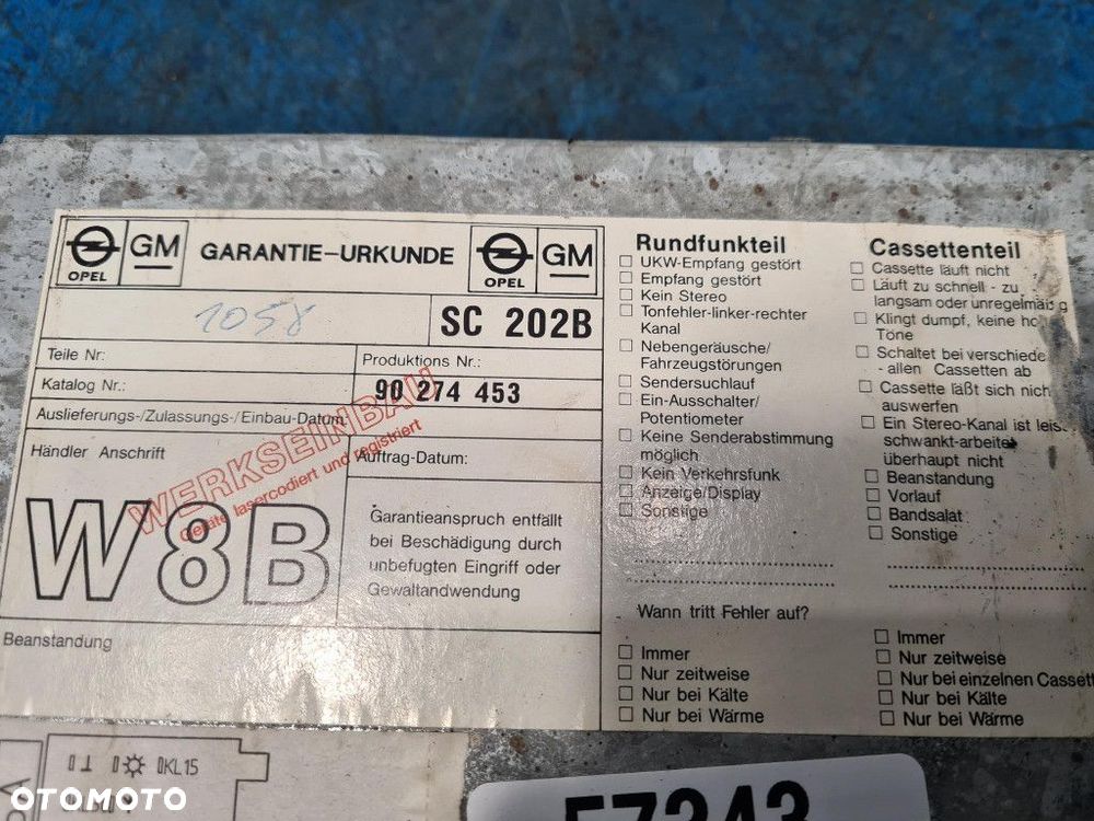 OPEL KADETT E LIFT  RADIO 90274453 - 8