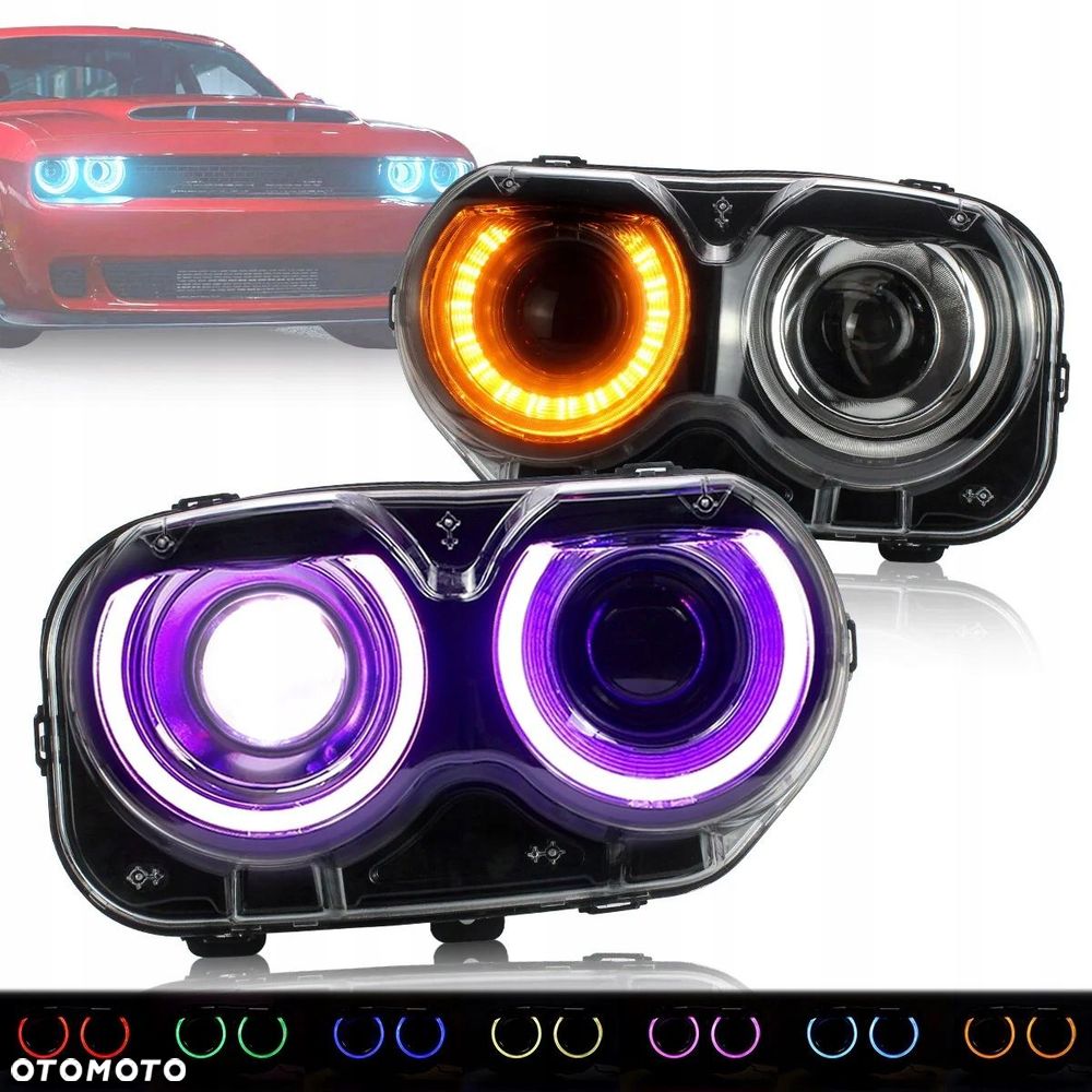 Reflektor Lampa kpl Vland LED Neon RGB Tuning Dodge Challenger Lift 2014- - 1