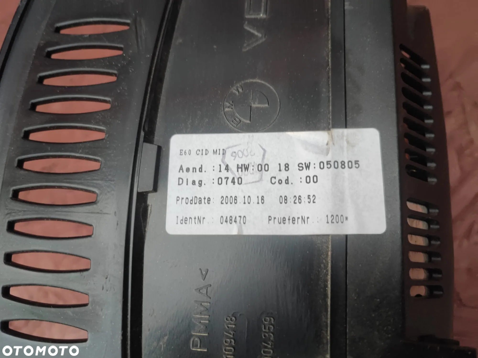 BMW E60 / E60 LCI / E63 / E63 LCI / E64 / E64 LCI. ORYGINALNY MAŁY WYŚWIETLACZ NAWIGACJI EUROPA. O NR: 9 193 748 / 9 114 364 / 6 989 395 / 6 970 342 / 6 985 867 OEM. DZIAŁAJĄCY W 100%. - 5