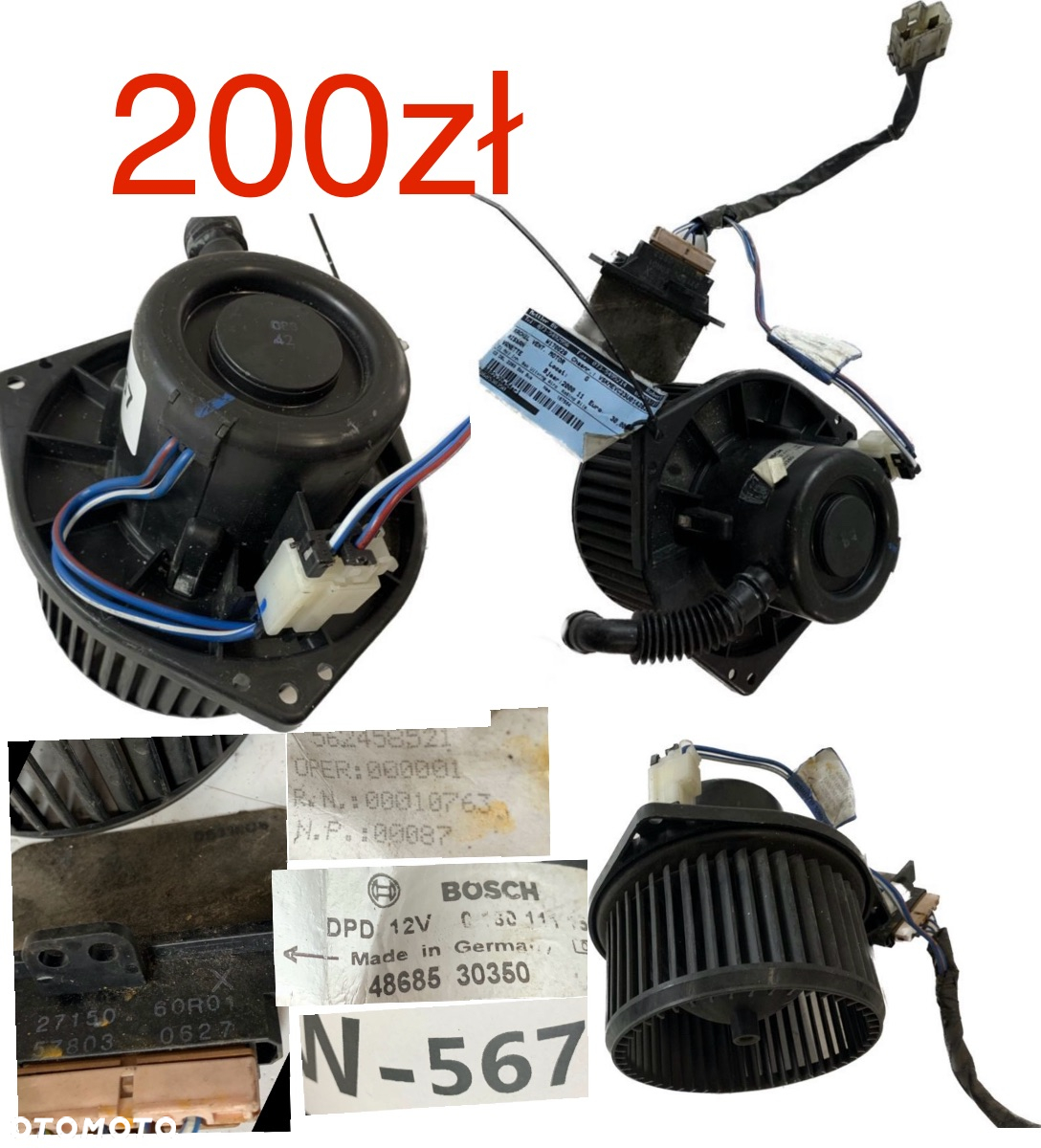 Wentylator dmuchawa nagrzewnicy Opel Insignia B Kia Picanto II 2011-2015r Mercedes Vito W638 C W204 2007-2014r A W169 04-12r BMW X6 F16 X5 F15 14-19r BMW F20 F21 F30 F31 2011-2018r Multipla II Nissan Serena Vanette Terrano NV300 Trafic III Vivaro B Talento  Oryginał - 10