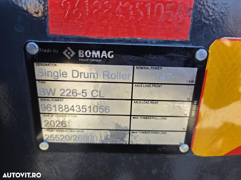 Bomag BW225, 2025, 5h, latime tambur fata 2,1m, 22,5 tone, CE, motor Deutz 150kW, lung totala 6,7m, inaltime 3m, posibilitate leasing 5 ani-PROMOTIE 96.900 EUR+Tva - 7