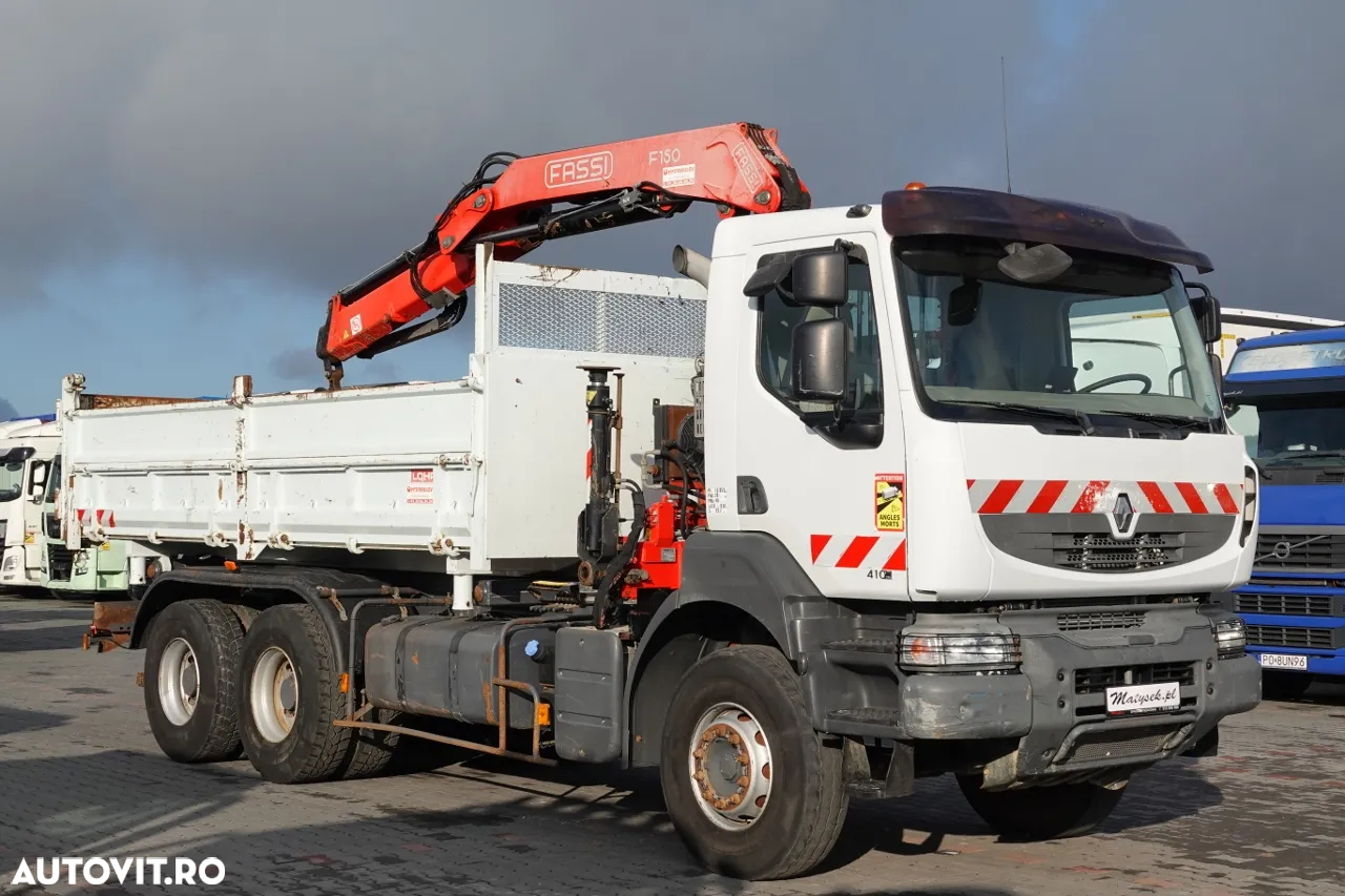 Renault KERAX 410 / 6x4 / BASCULANTE + HDS FASSI F150 / HYDROBURTA / BORDMATIC - 10