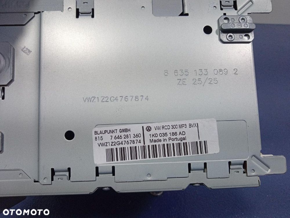 VW TOURAN I 1T GOLF V PASSAT B6 RADIO CD MP3 FABRYCZNE 1K0035186AD - 7