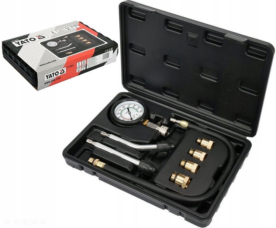 YATO TESTER MIERNIK CIŚNIENIA SPRĘŻANIA BENZYNA  ADAPTERY 8EL YT-73022 - 2