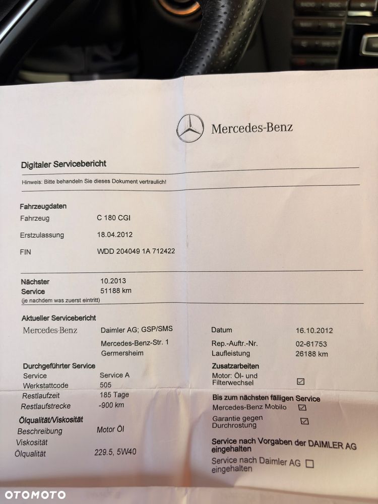 Mercedes-Benz Klasa C 180 CGI Automatik BlueEFFICIENCY Avantgarde - 15