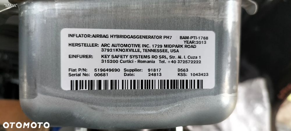 FIAT 500L KOMPELT PODUSZEK DESKA KONSOLA AIRBAG KIEROWCA PASAŻER ORYGINAŁ DEMONTAŻ - 28