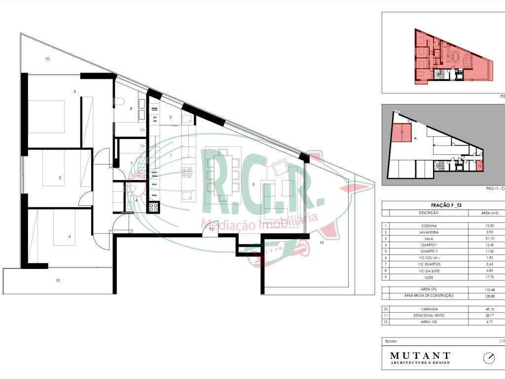 T3 Último Piso | Terraço (48m2) | Box 2 Carros e Arrumos | SÃO COSME - Grande imagem: 4/28