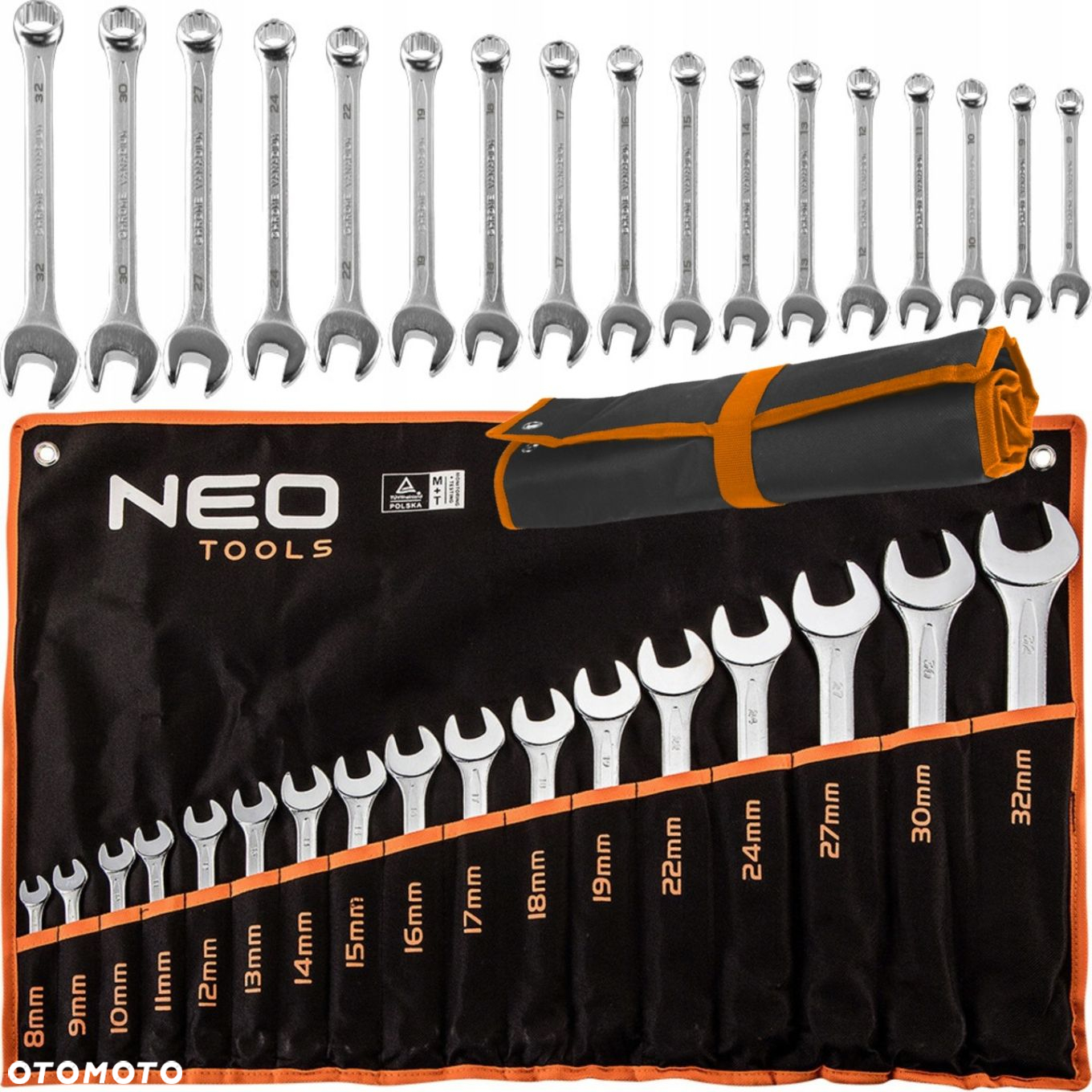 NEO ZESTAW KOMPLET KLUCZE PŁASKO OCZKOWE 8-32mm 17 szt. PŁACHTA 09-753 - 10