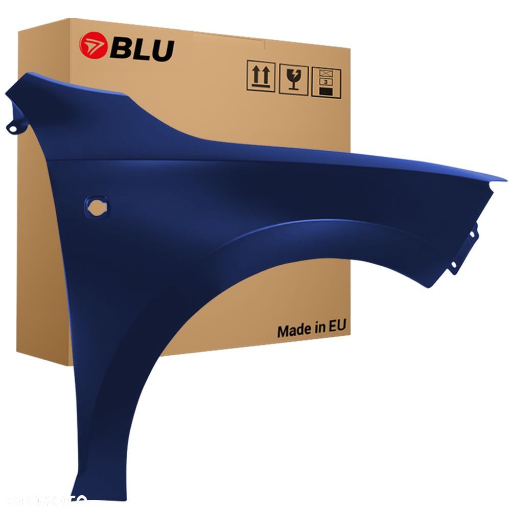 BLU Błotnik SKODA RAPID LH5X Prawy Niebieski 2012-2019 przód NightBlue z otworem na kierunkowskaz