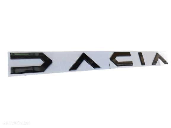 Emblema Logo Model Nou DACIA Scris Spate Portbagaj Duster Logan Bigster, Negru Lucios - 4