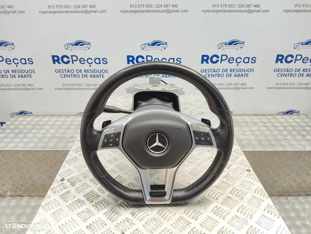 Volante Completo Flat Bottom em Pele Perfurada Original Mercedes Benz Class C W204 AMG Facelift Patilhas Multifunções - 7