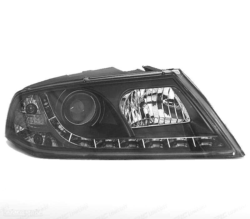 FARÓIS SKODA OCTAVIA 2 04-08 XENON LUZ DIURNA LED PRETO - 2