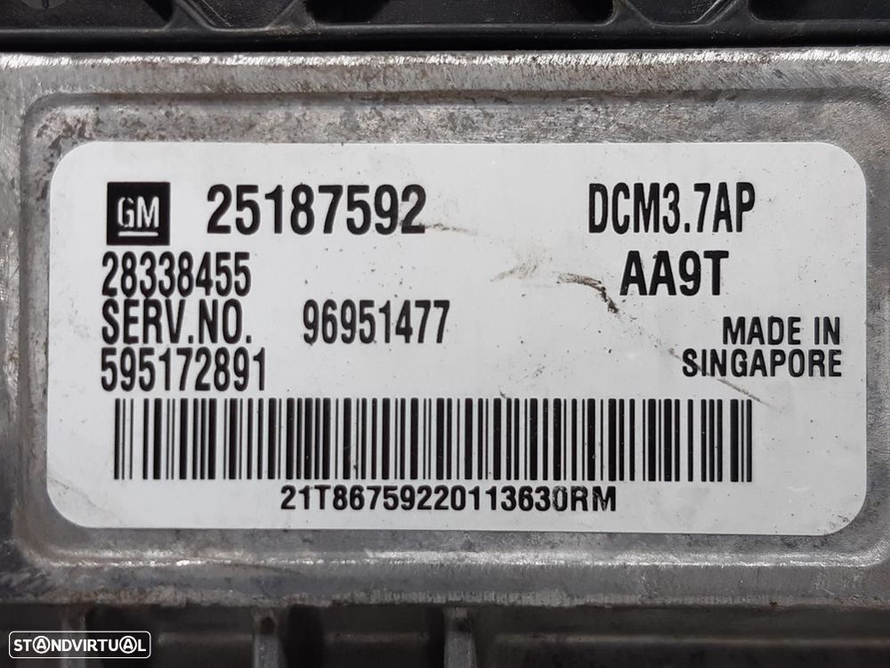 CENTRALINA MOTOR UCE CHEVROLET CRUZE FASTBACK 2012 -25187592 - 2