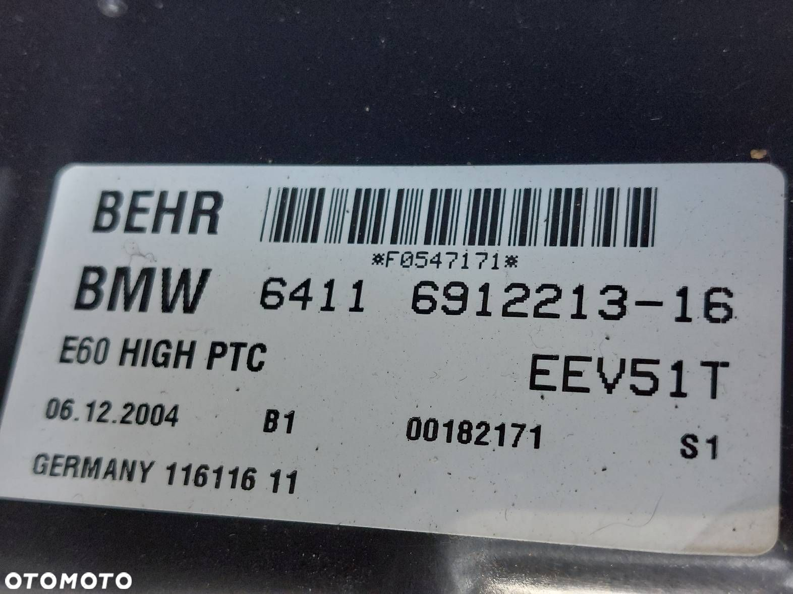 OBUDOWA NAGRZEWNICY KOMPLETNA BMW E60 E61 6912213 6930302 - 9