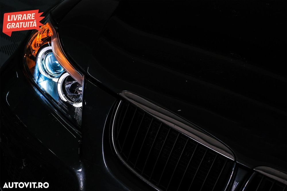 Faruri BMW Seria 3 E90 Sedan E91 Touring (03.2005-08.2008) Angel Eyes Negru- livrare gratuita - 7