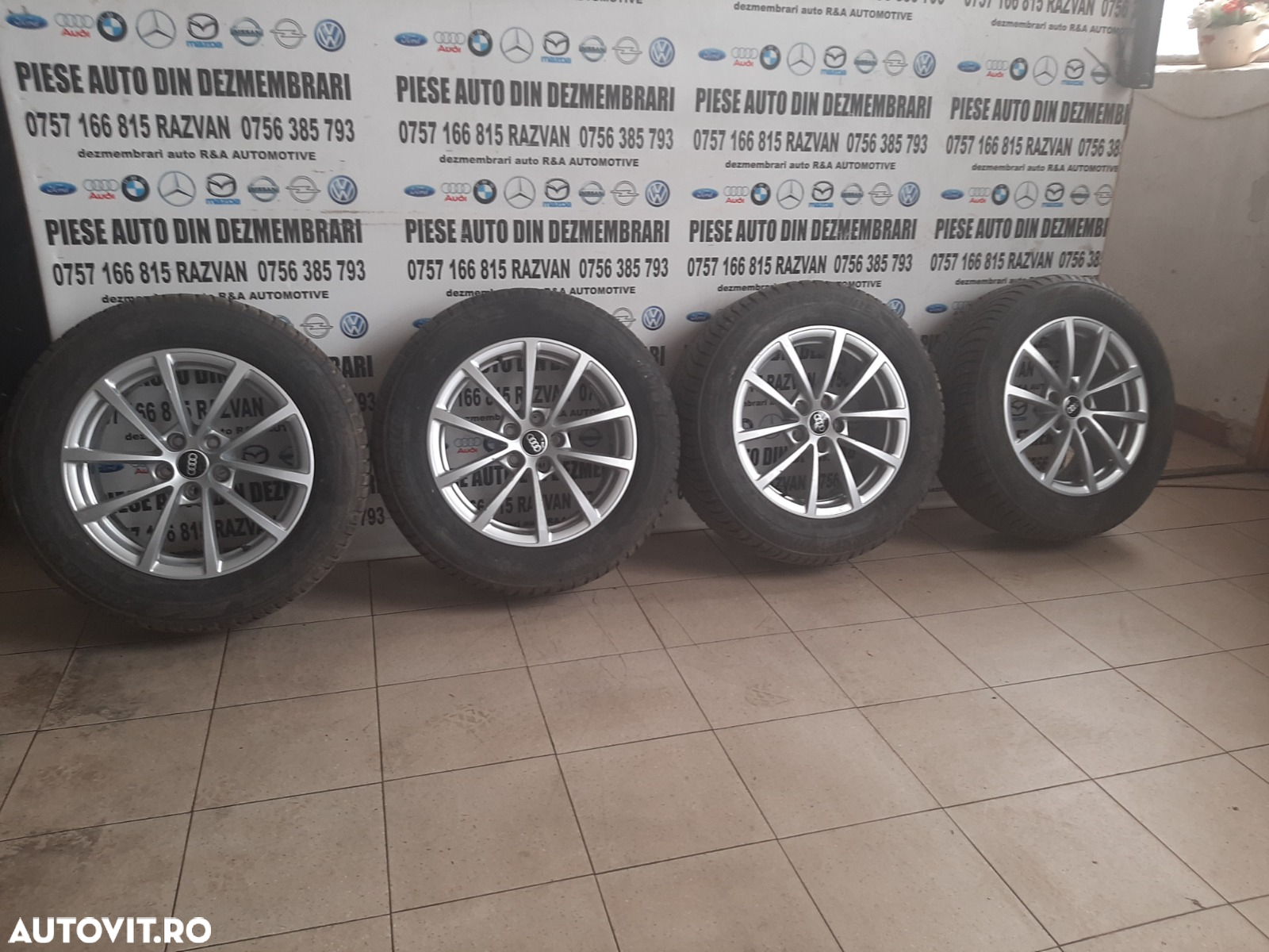 Set Jante Aluminiu R17 Audi A6 4K C8 A7 A5 A4 Q3 Q5 Etc. 5x112 Anvelope Dot 3620 225/60R17 M+S Cu Fulg - 2