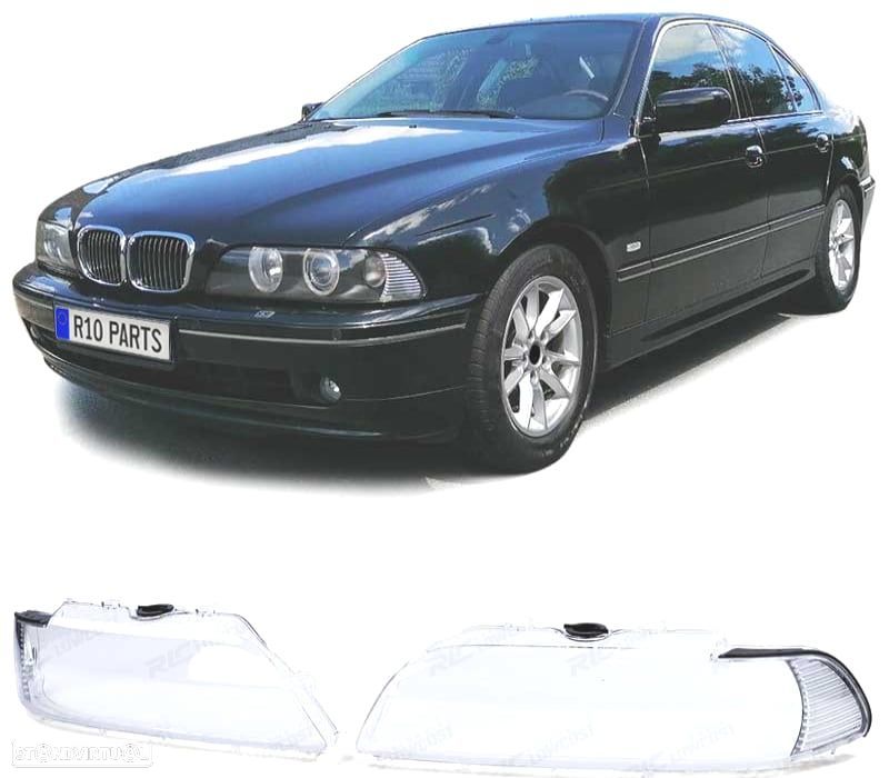 CAPAS VIDRO FARÓIS FRONTAIS BMW E39 00-03 CROMADO - 1