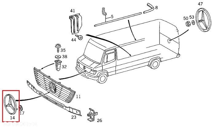 MERCEDES VARIO UNIMOG Emblemat gwiazda przod ORYGINAL - 2