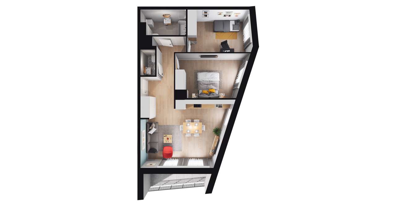 3-pokojowe mieszkanie 61m2 + loggia Bezpośrednio - Pełny obrazek: 3/19