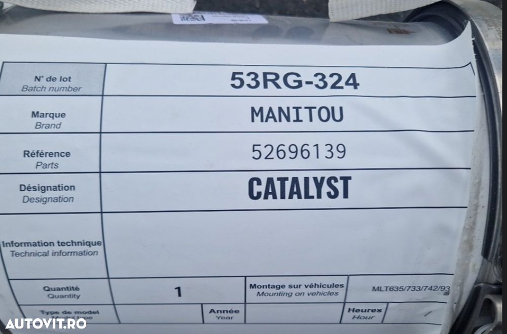 Catalizator Original Manitou MLT Series (Nou, OEM) - Cod 52696139 - 7