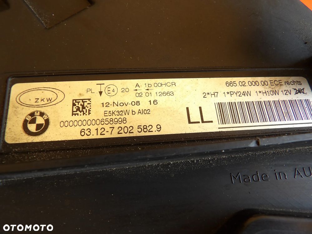 BMW - E90 - H7 - LIFT - PRAWA LAMPA PRZEDNIA - EUROPA - 7202582 - 10