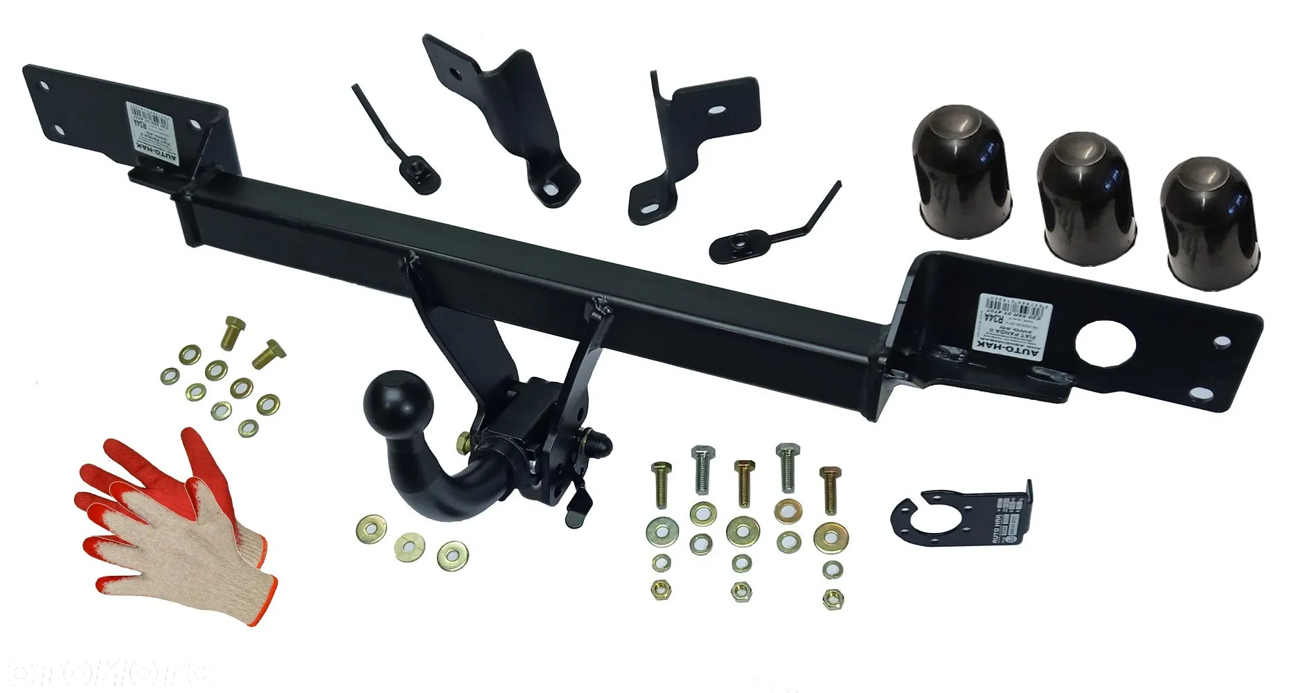 ZAPINANY AUTOMAT HAK HOLOWNICZY Z KULA WYPINANA POZIOMO+OSŁONKI do FIAT PANDA 2 II 2003do2012 5drzw - 3