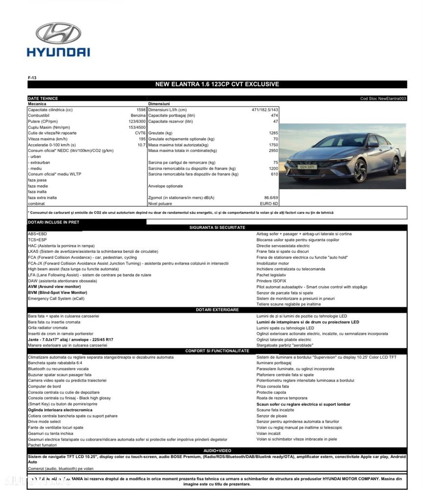 Hyundai Elantra 1.6 l 123 CP CVT Exclusive Navi - 7