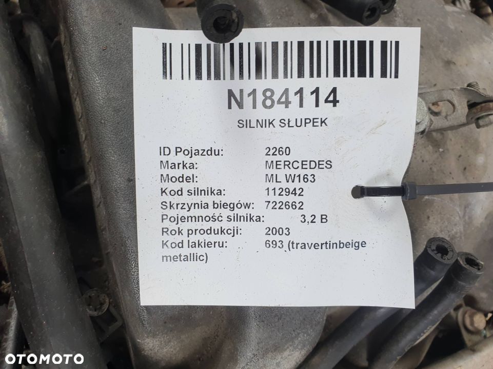 SILNIK SŁUPEK MERCEDES ML W163 112942 3.2 112.942 - 2