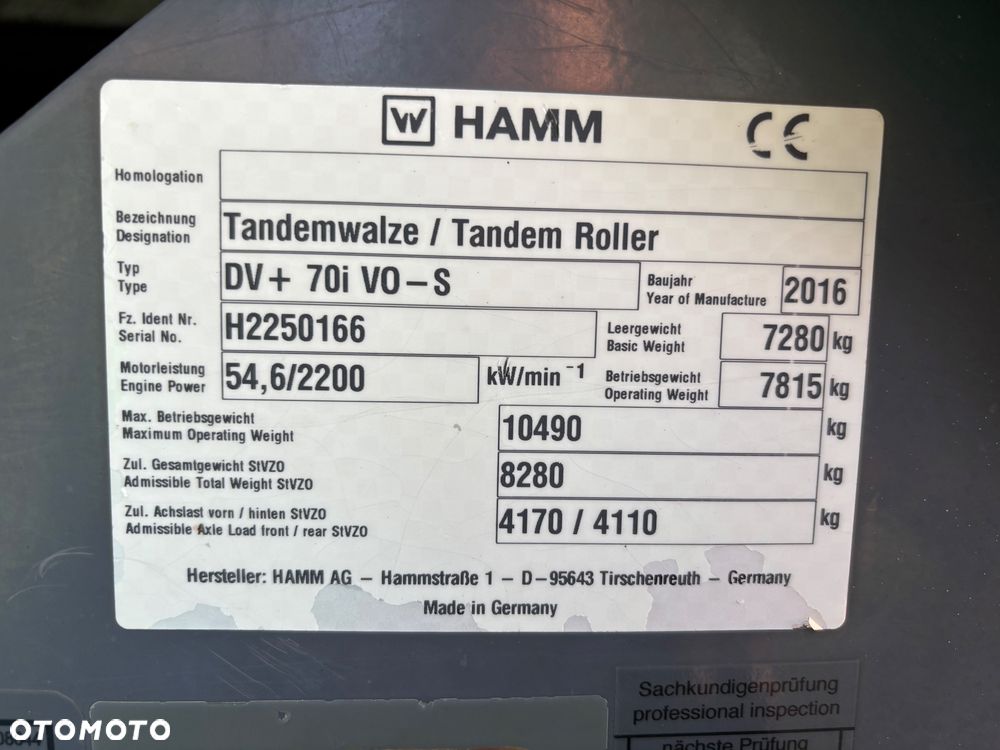 Hamm DV+70I VO-S 2016 r WAGA 7/8 TON , STAL STAL,obcinarka, oscylacja 1 bęben dzielony! - 6