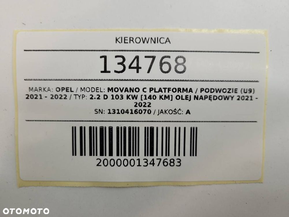 KIEROWNICA MULTIFUNKCJA OPEL MOVANO C DUCATO JUMPER BOXER III 1310416070 - 9