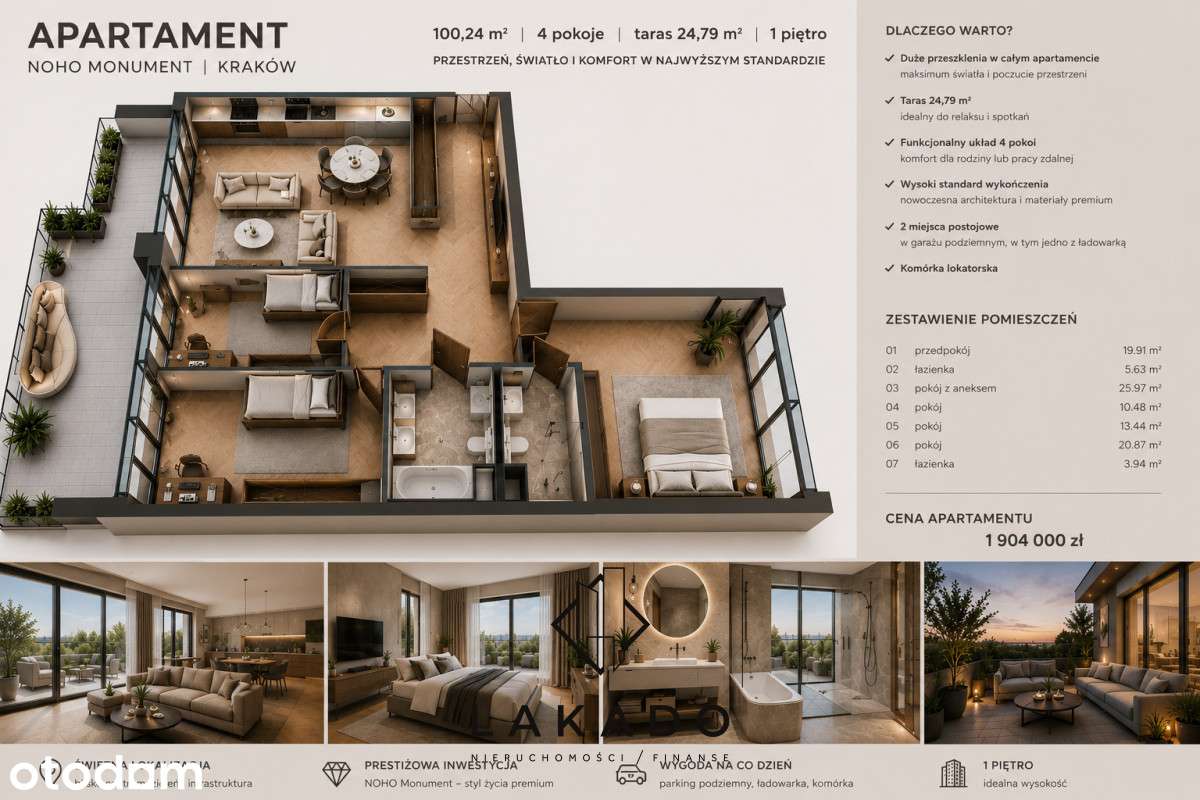 Apartament Premium - Taras 25m2 - Monument