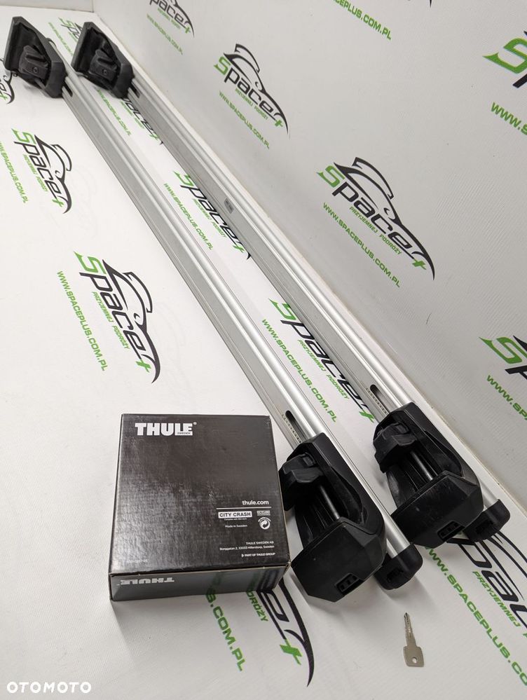 Bagażnik dachowy Thule: belki 861 + Stopy 7104 Na otwarte relingi - 7