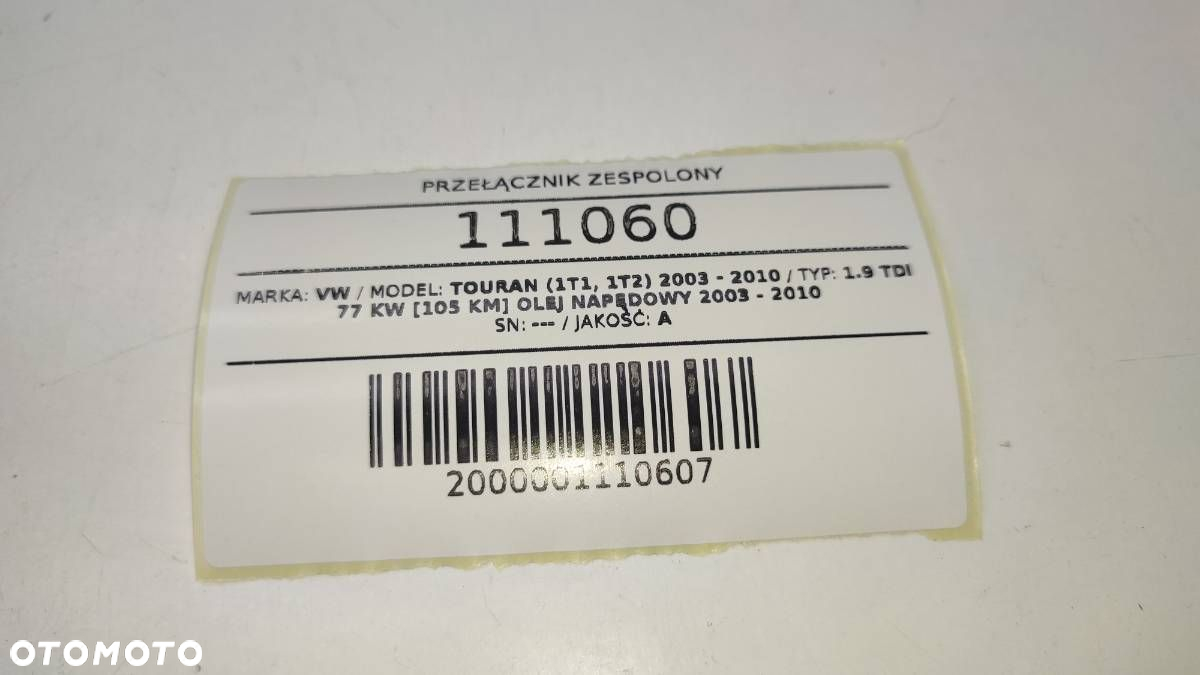 PRZEŁĄCZNIK ZESPOLONY TAŚMA MANETKI VW TOURAN I 1K0959653C - 10