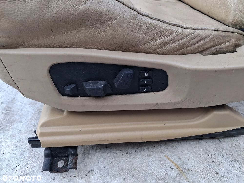 BMW 5 E60 E61 Fotele SPORT skóra skórzane FULL elektryka EUROPA dzielona kanapa jasne beżowe komplet foteli boczki - 8