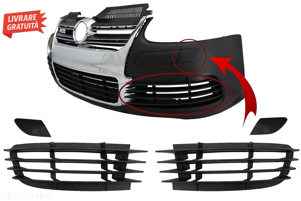 Accesorii Bara Fata VW Golf V 5 (2003-2007) Jetta (2005-2010) R32 Look- livrare gratuita - 1
