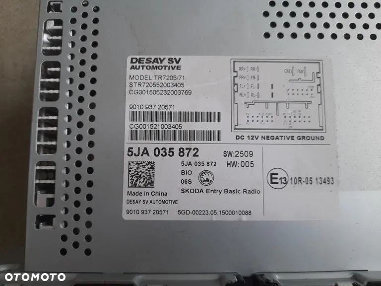 Radio Skoda Rapid 5JA035872 - 3
