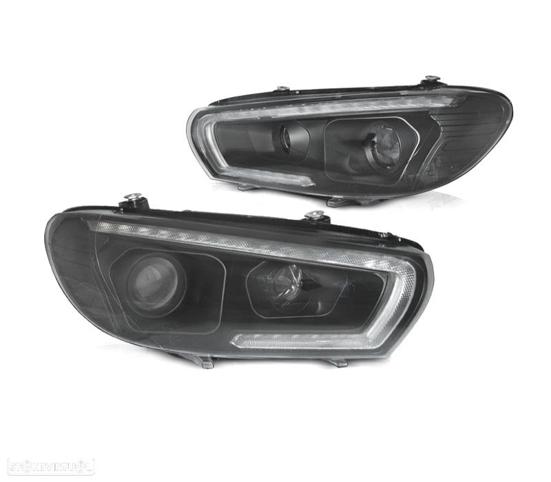 FARÓIS XENON PARA VOLKSWAGEN VW SCIROCCO 08-14 LED PRETOS - 1
