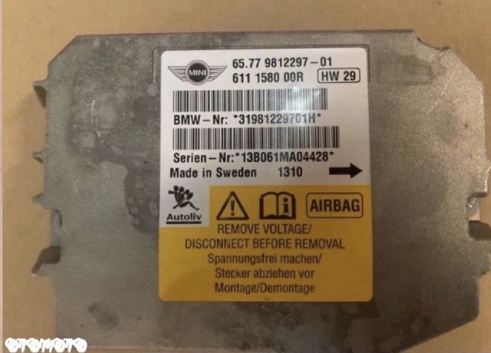9812297 moduł sterownik poduszek mini cooper one s r55 r56 r57 r58 r60 - 2