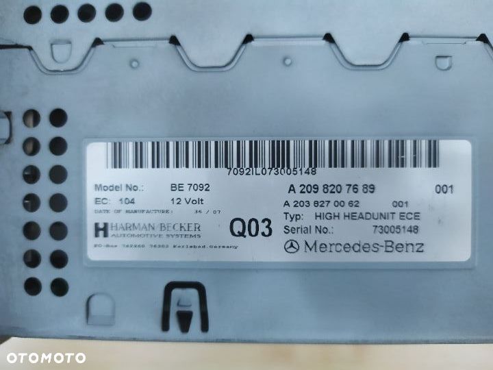 MERCEDES CLK 209 RADIO NAWIGACJA COMAND A 2098207689 - 3