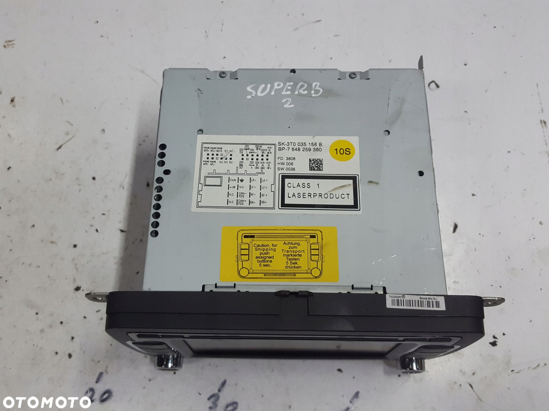 SKODA SUPERB 2 II 08r- RADIO CD RADIOODTWARZACZ 3T0035156B - 2