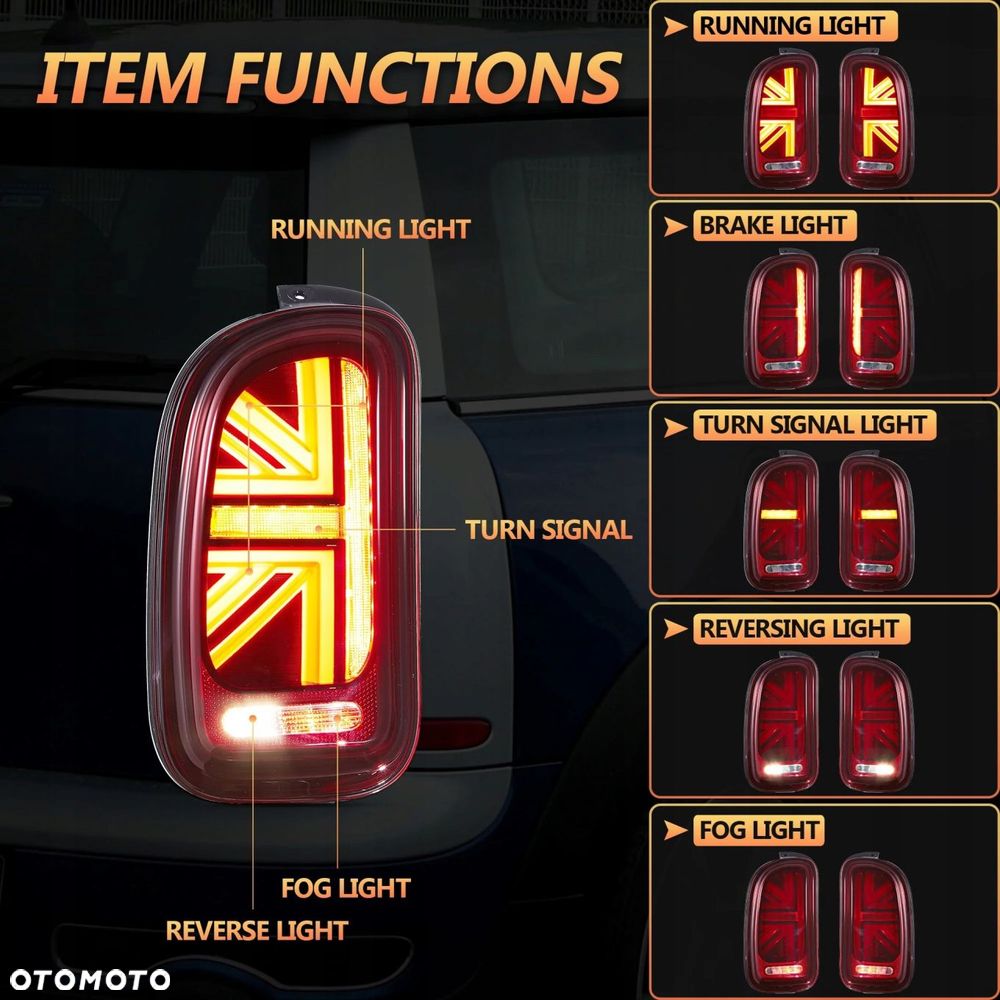 Lampy tylne kpl Vland Full Led Neon Tuning Red Mini Clubman r55 2007-2014 - 8