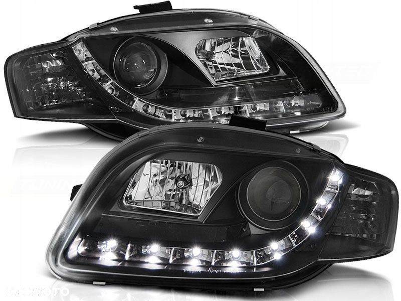 Reflektor Lampa L+R Diody Soczewka Clear Black Czarne Audi a4 b7 8e 04-08 - 2