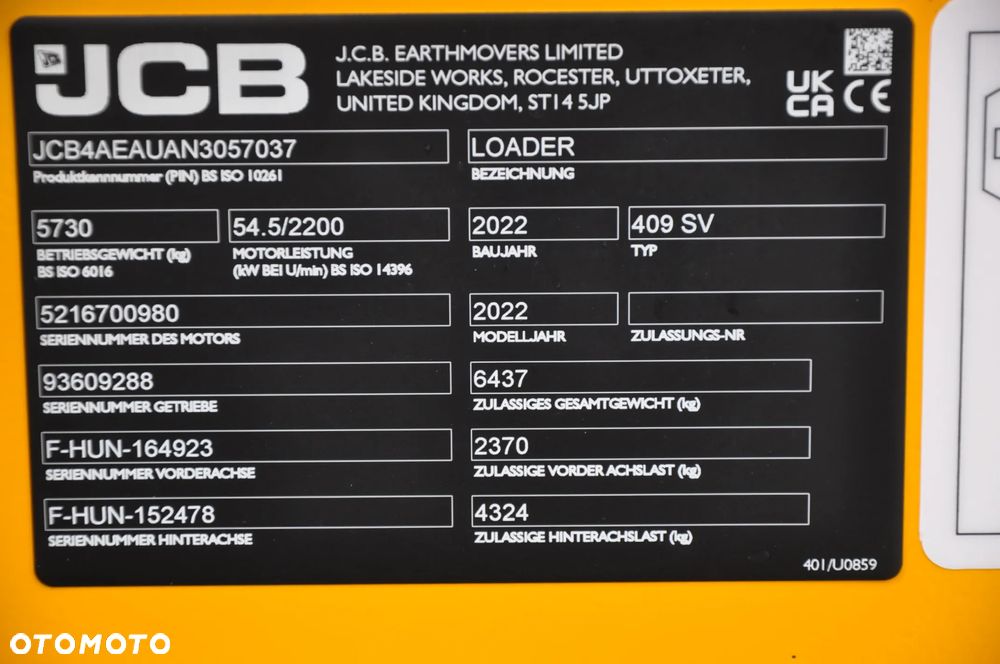 JCB WLS 409 SV FABRYCZNIE NOWA ! DOSTĘPNA OD RĘKI ! WIDŁY DO PALET SZYBKOZŁĄCZE HYDRAULICZNE - 4