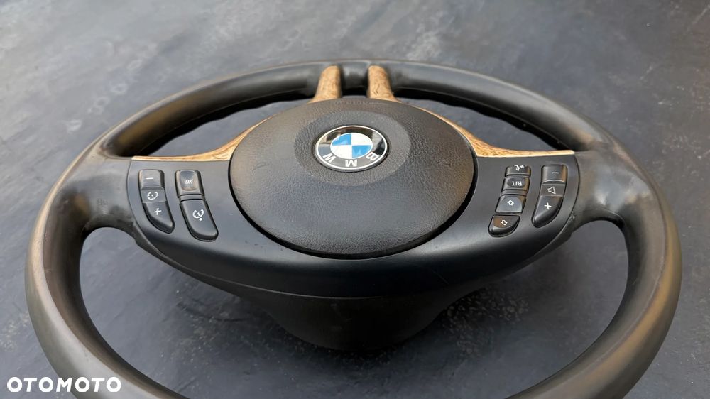 Kierownica Skórzana BMW e46 multifunkcja drewniana E39 E38 x5 E53 - 13