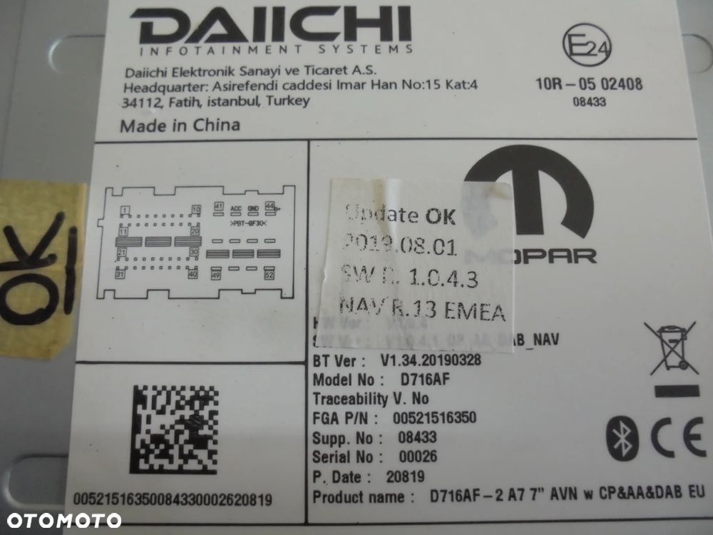 521516350 RADIO FIAT DUCATO 2020- DOTYKOWE NAVI - 2