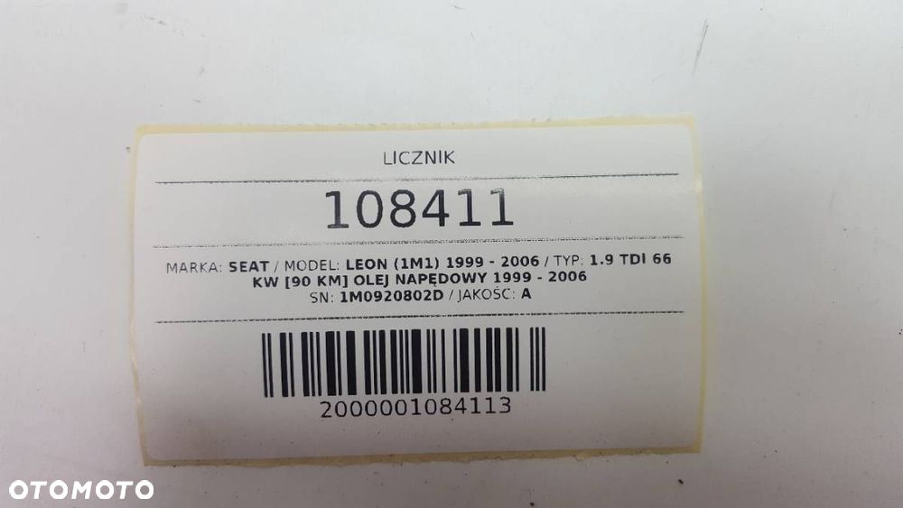 LICZNIK ZEGARY 1M0920802D SEAT LEON I 2002 1.9 TDI EU - 6