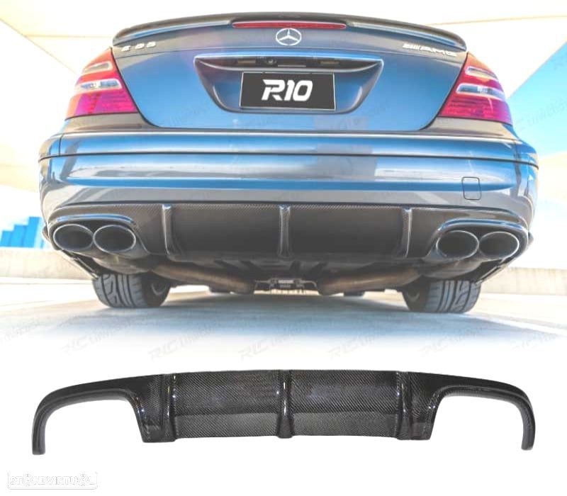 DIFUSOR TRASEIRO MERCEDES CLASSE E W211 02-09 LOOK AMG E63 CARBONO - 1