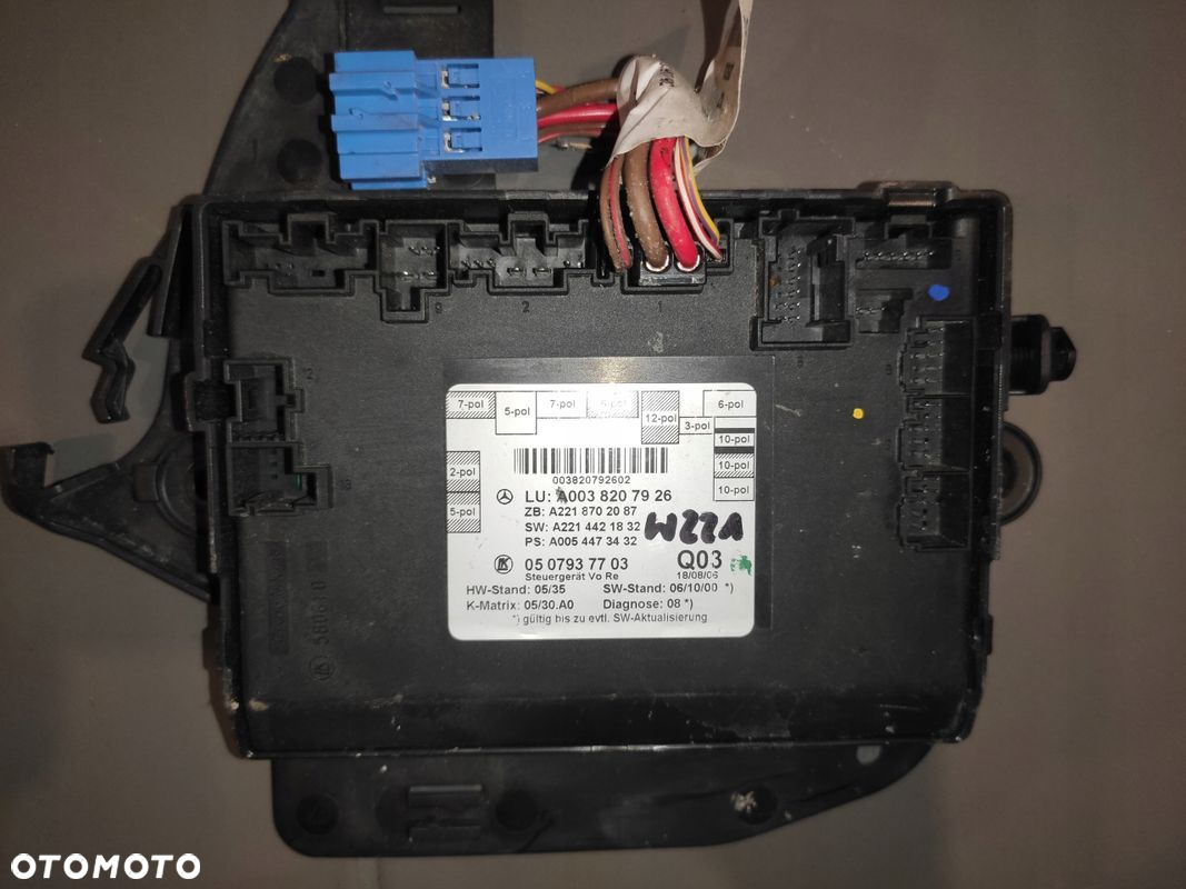 MERCEDES S-KLASA W221 STEROWNIK MODUŁ DRZWI PRAWY PRZÓD 0038207926 ORYGINAŁ - 6