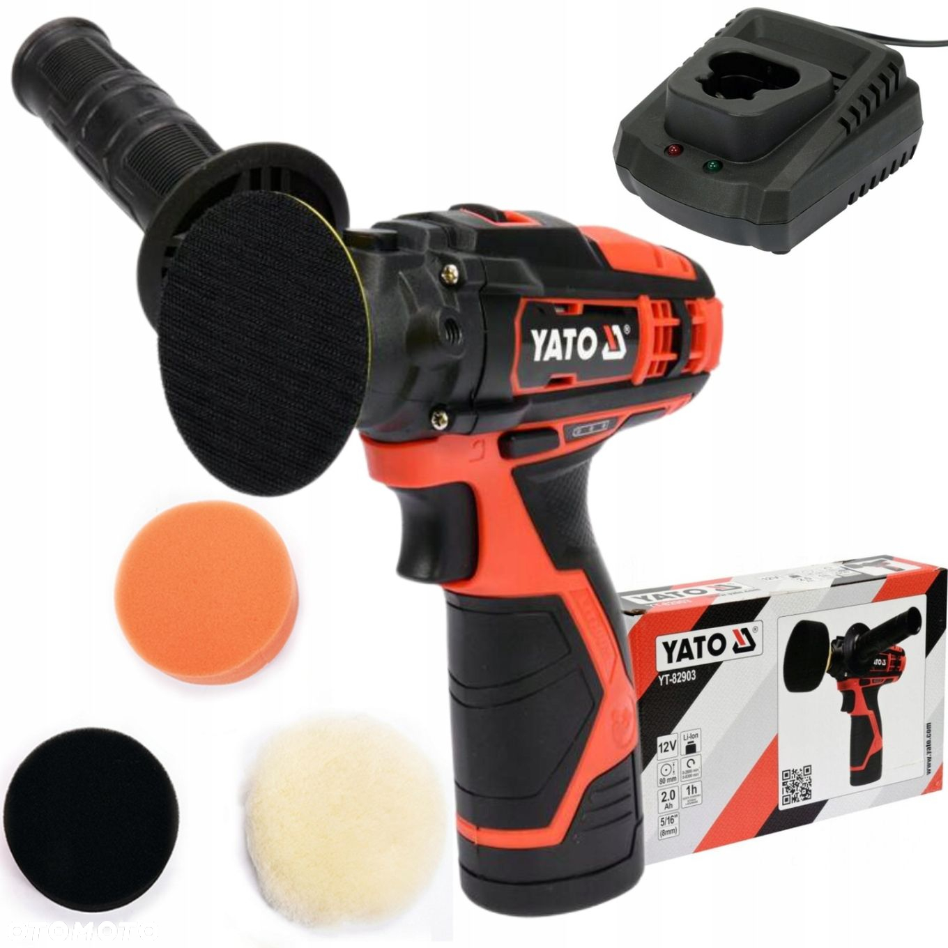 YATO POLERKA SAMOCHODOWA SZLIFIERKA AKUMULATOROWA 12V  3GĄBKI YT-82903 - 11